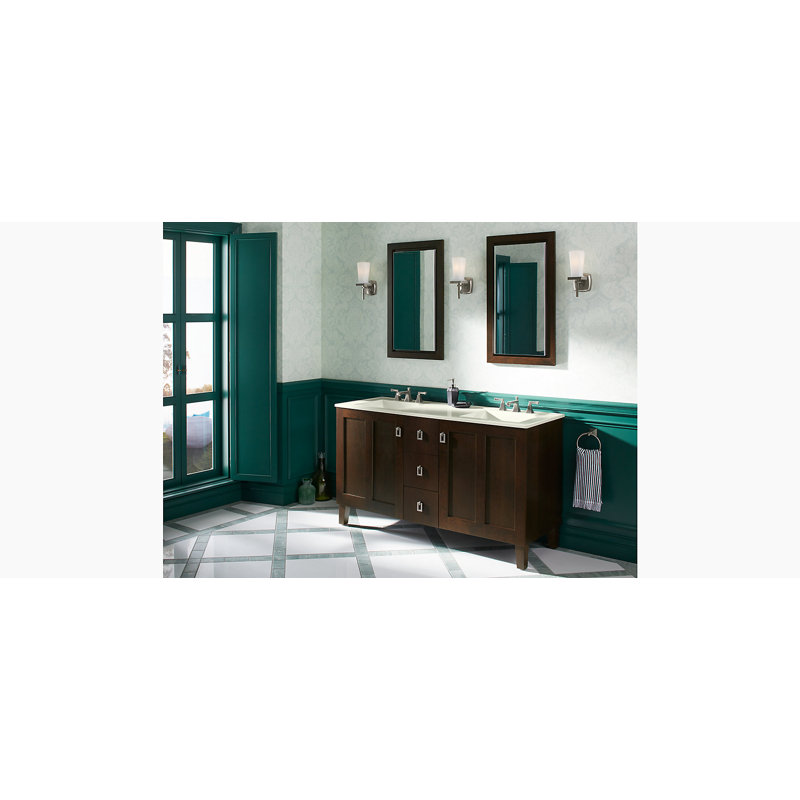 Poplin 62" Double Bathroom Vanity Set, Batiste Black, Black, Almond