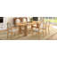 Ensemble de table à manger ovale 7 pièces pour 6 personnes, 180 cm L x 100 cm l x 76 cm H, avec 6 chaises de salle à manger rembourrées et un pied central en bois cannelé (naturel).