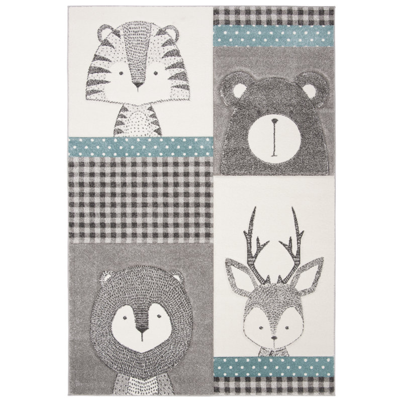 Tapis gris à imprimé animal Glantz, Rectangle 4 pi x 6 pi
