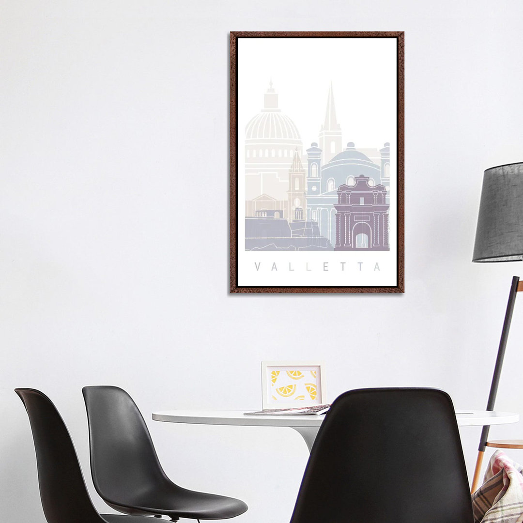 Valleta Skyline Poster Pastell von Paul Rommer - Gallery-Wrapped Canvas Giclée on Canvas