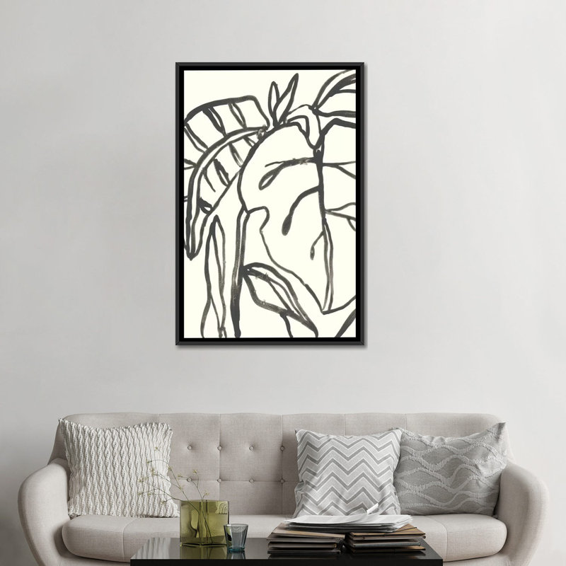 « tropical contour i », impression sur toile, H 26 po x l 18 po x P 1,5 po, Toile avec cadre noir, Pas de tapis