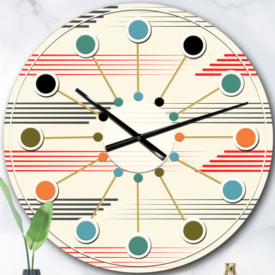 Horloge murale horizontale Mid-Century