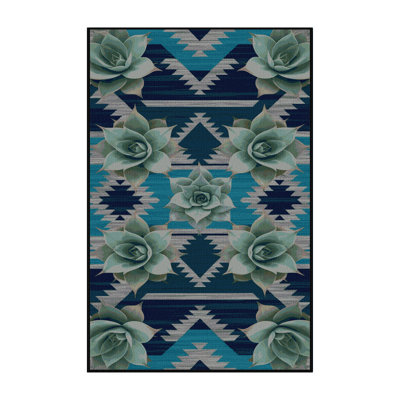Washable Agave Plant Southwestern Area Rug