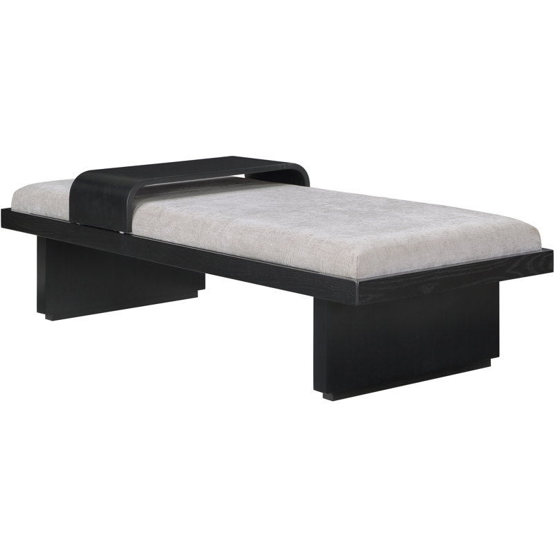 Arlington Bryaunna Chenille Fabric Upholstered Bench, Grey Chenille Fabric / Black Finish