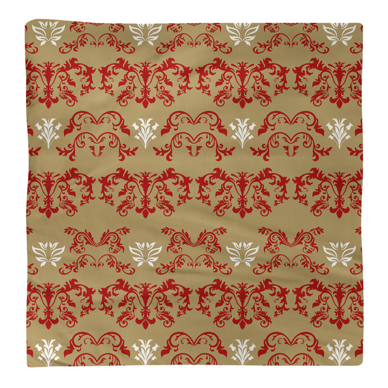 Damask Square Napkin, Red/Gold/White, Cotton, 10" W x 10" L