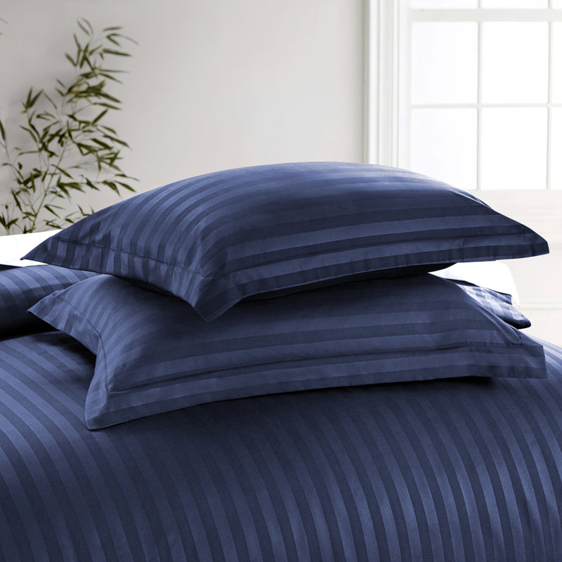 Microfibre 250 Thread Count Reversible Modern & Contemporary Reversible Duvet Cover Set, Double, Navy