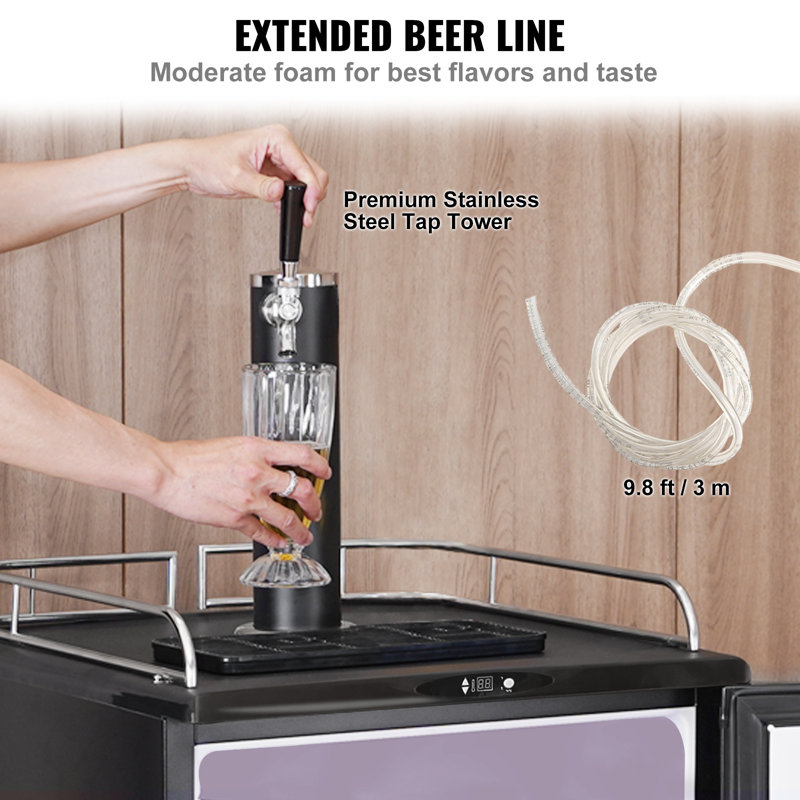 VEVOR 5.7 cu. ft. Single Tap Half Barrel (Full Size) and Quarter Barrel Freestanding Kegerator with Door Lock and Adjustable Temperature for Commercial Use