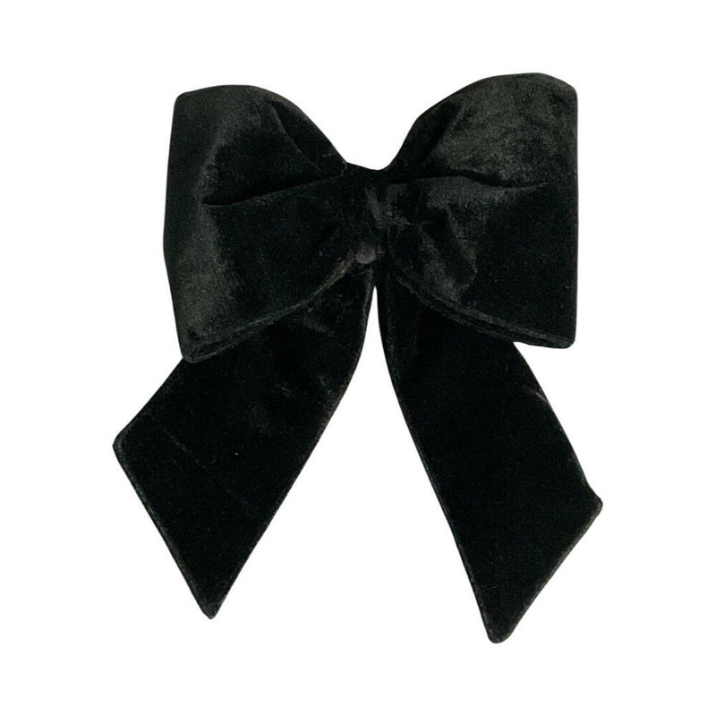 12" x 15" Velvet Christmas Bow, Plush Black