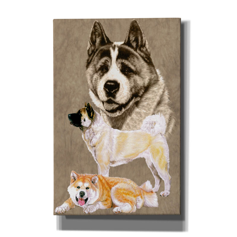Akita sur toile par Barbara Keith, H 40 po x l 26 po x P 1,5 po