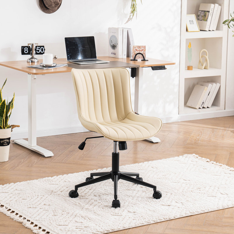 Brionni Leather Swivel Task Chair with Casters, Beige Performance Faux Leather