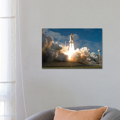 Space Shuttle Atlantis Lifts Off From Its Launch Pad At Kennedy Space Center, Florida II by Stocktrek Images - Wrapped Canvas Print