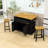 48inch Kitchen Island with 2 Bar Stools, Storage Rack and Drawers-1449134480