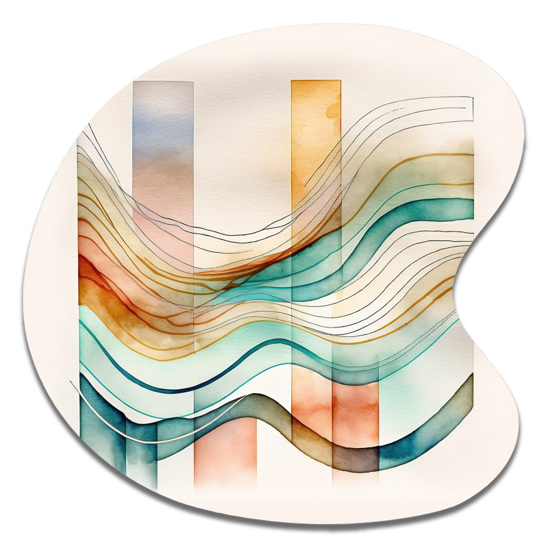 «Waves I» multicolore - art mural asymétrique abstrait en forme de goutte, H 33 po x l 33 po
