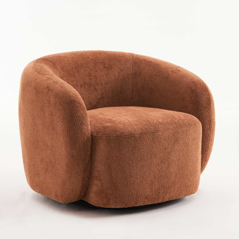 Munehito Upholstered Swivel Barrel Chair, Orange