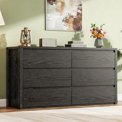 Handle-Free 6-Drawer Dresser with Ample Storage for Bedroom, Black