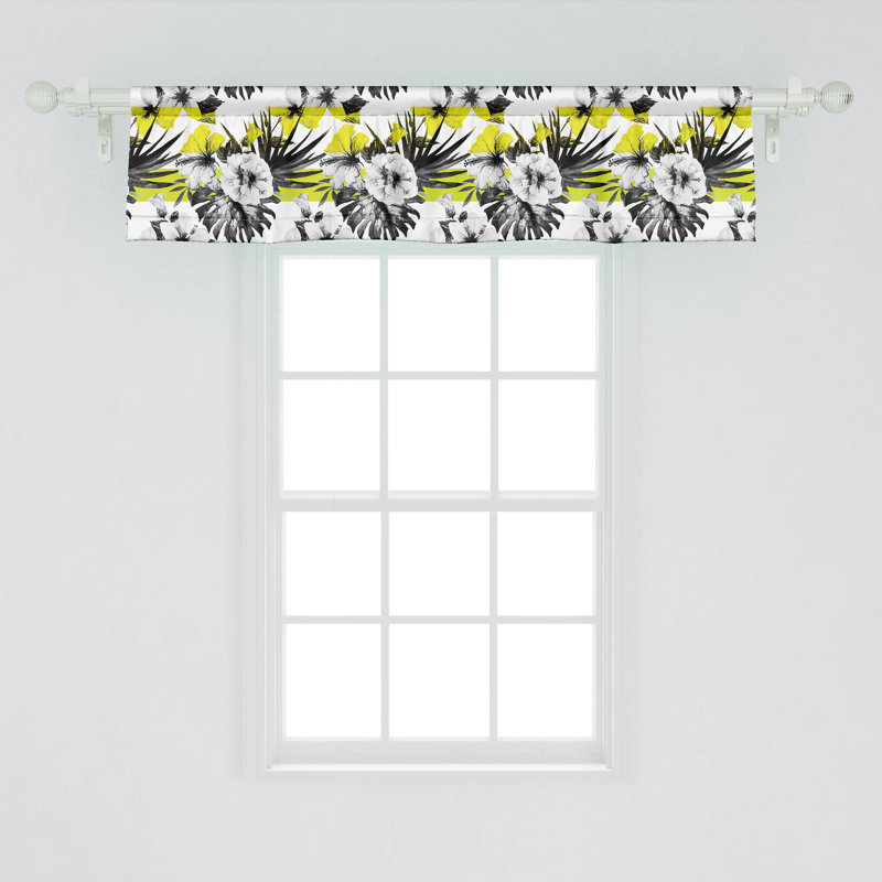 Ensemble de 2 cantonnières et fleurs d'hibiscus gris anthracite Ambesonne, L 54 po x L 12 po
