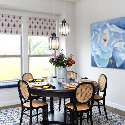 Ensemble de 2 luminaires suspendus enfichables, luminaires suspendus cylindriques en cristal de cristal noir avec interrupteur marche / arrêt et prise américaine, cordon réglable, luminaires suspendus modernes pour le chevet de la chambre à coucher, l
