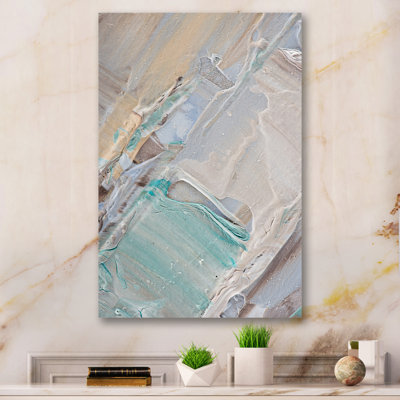 Artistic Beige Light Blue Strokes - Art sur toile moderne et contemporain