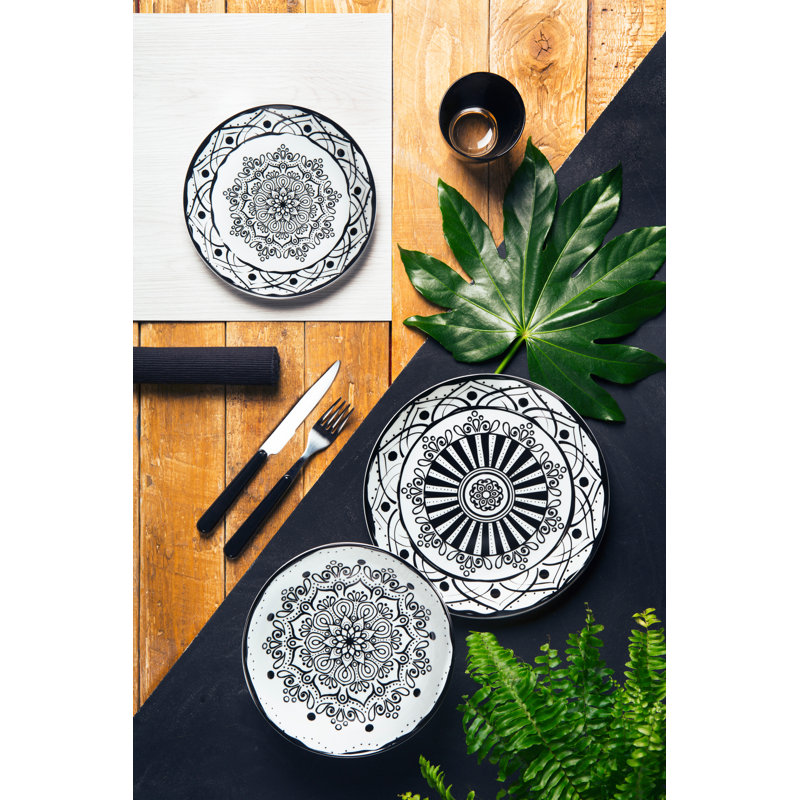 Boheme Noir Piece Porcelain Dinnerware Set - Service for 6