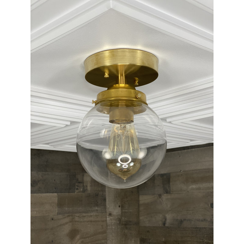 Plafonnier semi-encastré 6 po 1 lumières Nieve, Laiton brut