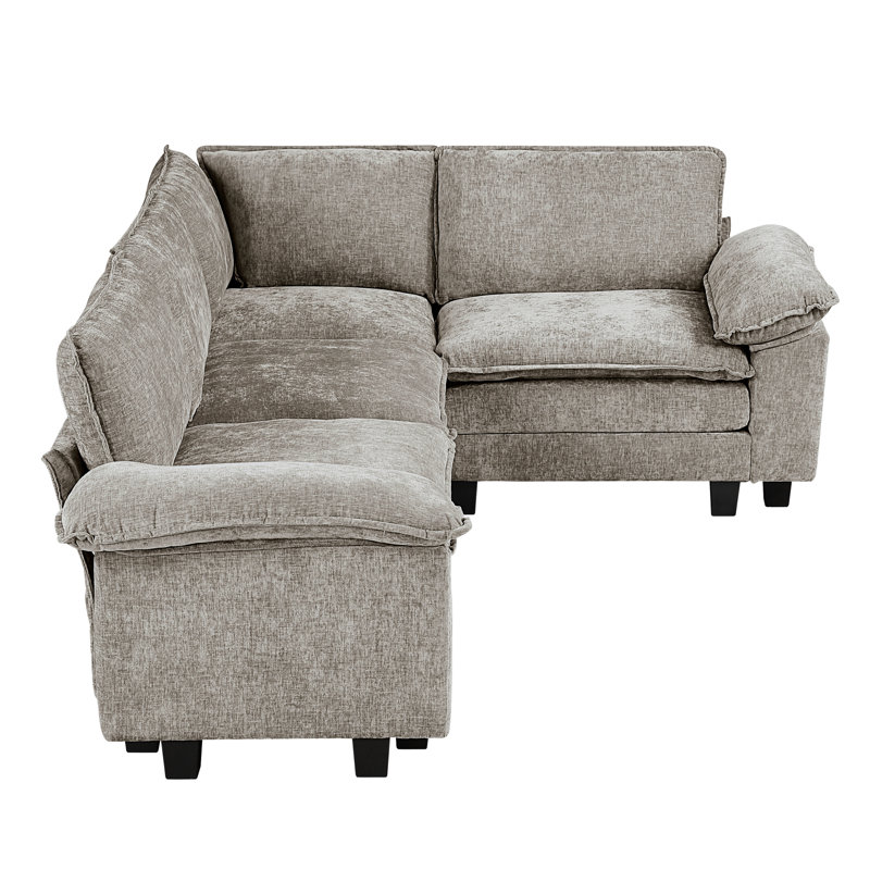Chenille Upholstered 4 Modular Sectional With Removable Cushion Covers And 300Lbs Per Seat Capacity Plywood Frame Pillow Top Arms Dark Upholstery