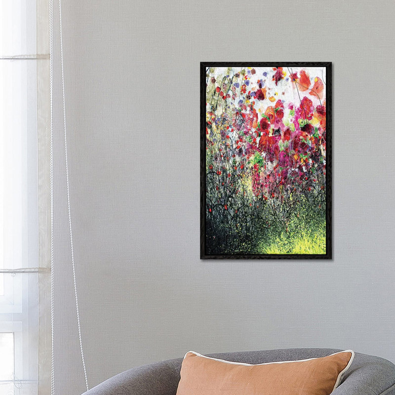 Poppies And Summer by Donatella Marraoni - Painting on Canvas, 66.04 cm H x 45.72 cm W, Black Framed