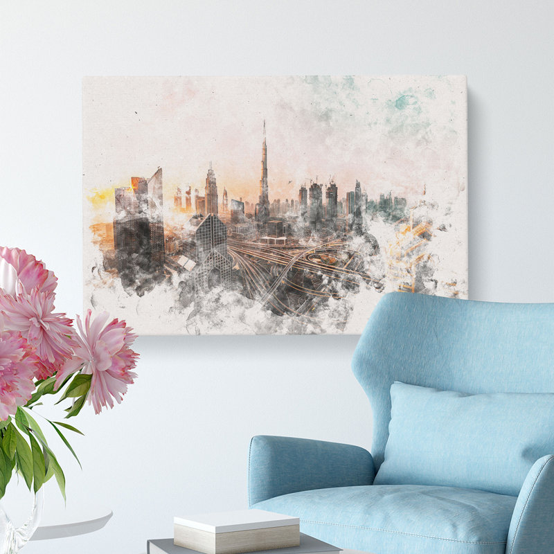 Burj Khalifa Dubai Skyline - Wrapped Canvas Print, 40cm H x 60cm W x 3cm D