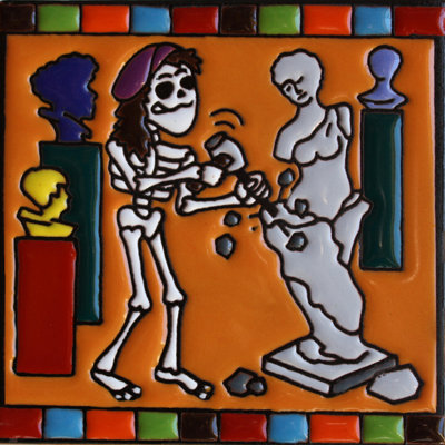 TalaMex le sculpteur. Carreau d'argile Day-Of-The-Dead