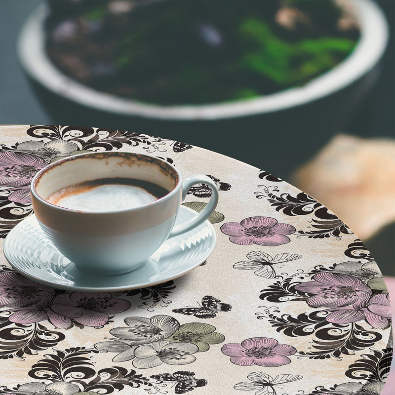 Ebern Designs Vintage Fitted Round Tablecloth Diameter Multicolor, 51.97" Round