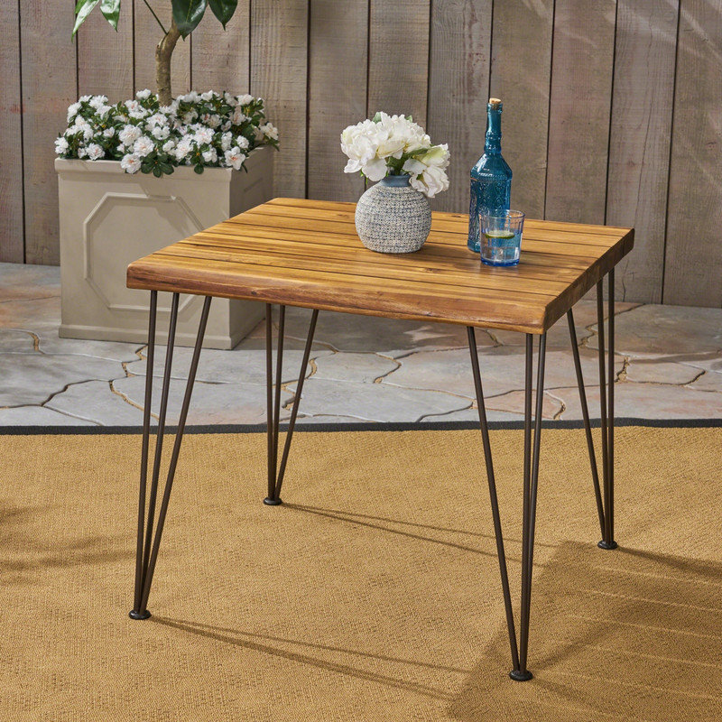 Table de bout industrielle en bois et métal 32,5 po, table de chevet d'appoint rustique