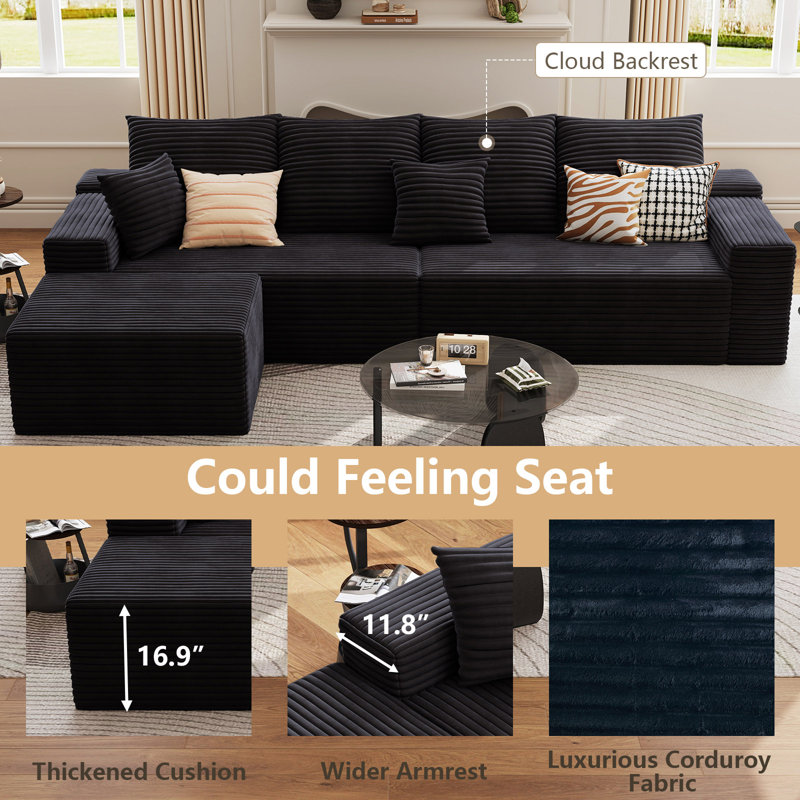 Canapé modulaire Boneless, Noir