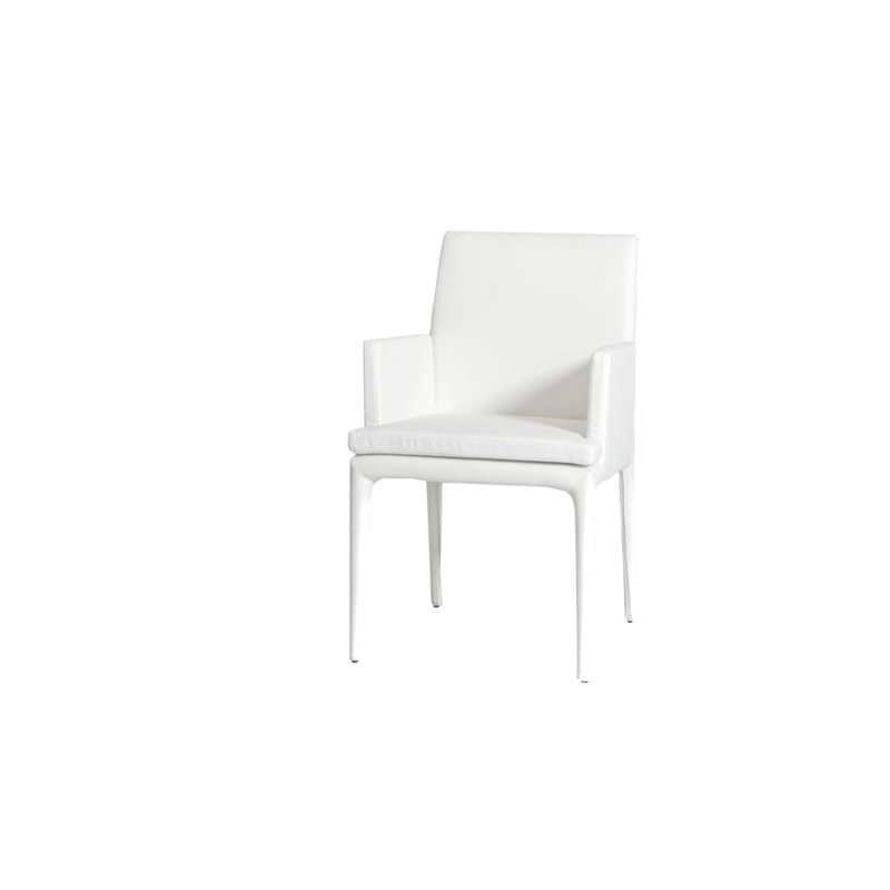 Chaise de salle à manger rembourrée Docila, Similicuir blanc pâte