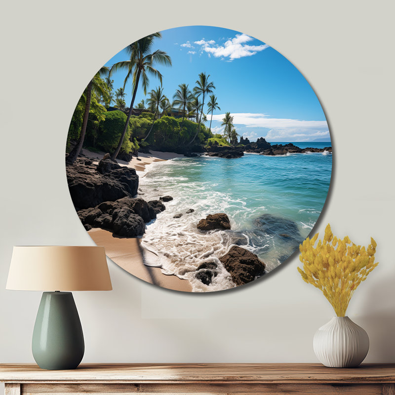 Nevis - paysage urbain rond, art en métal, H 16 po x l 16 po