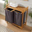 Bamboo 2 Compartment Laundry Basket Sorter Hamper