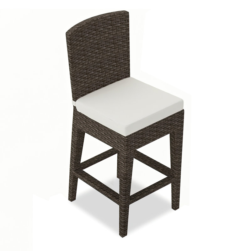 Arden Outdoor Bar Stool, Canvas Natural Sunbrella® Canvas, 25", Textured Slate