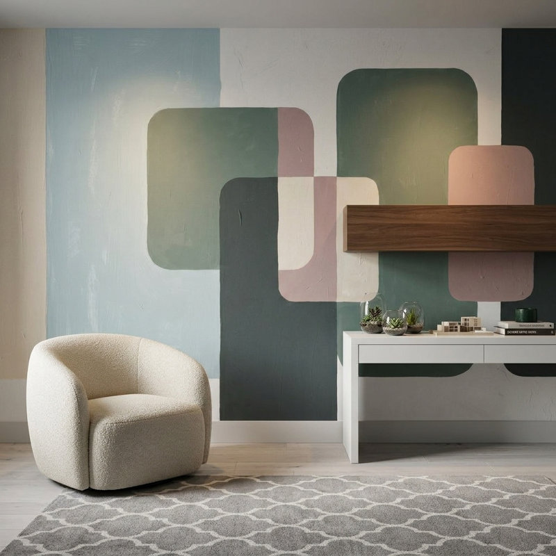 Décoration murale amovible moderne Mid Century, Texturé non collé, 200 po x 120 po