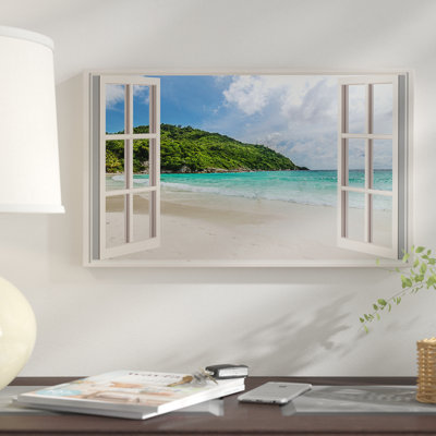 «Coastal Window Seashore View», art mural sur toile - Bord de mer calme