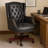 Saily Oversize Executive Chair, Traditional Wingback Black Tufted Vinyl-117561139