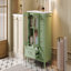 Armoire de salle de bain 36 po avec portes à texture gaufrée, meuble-lavabo avec quatre tiroirs et deux portes à fermeture en douceur, rangement de salle de bain avec portes en verre