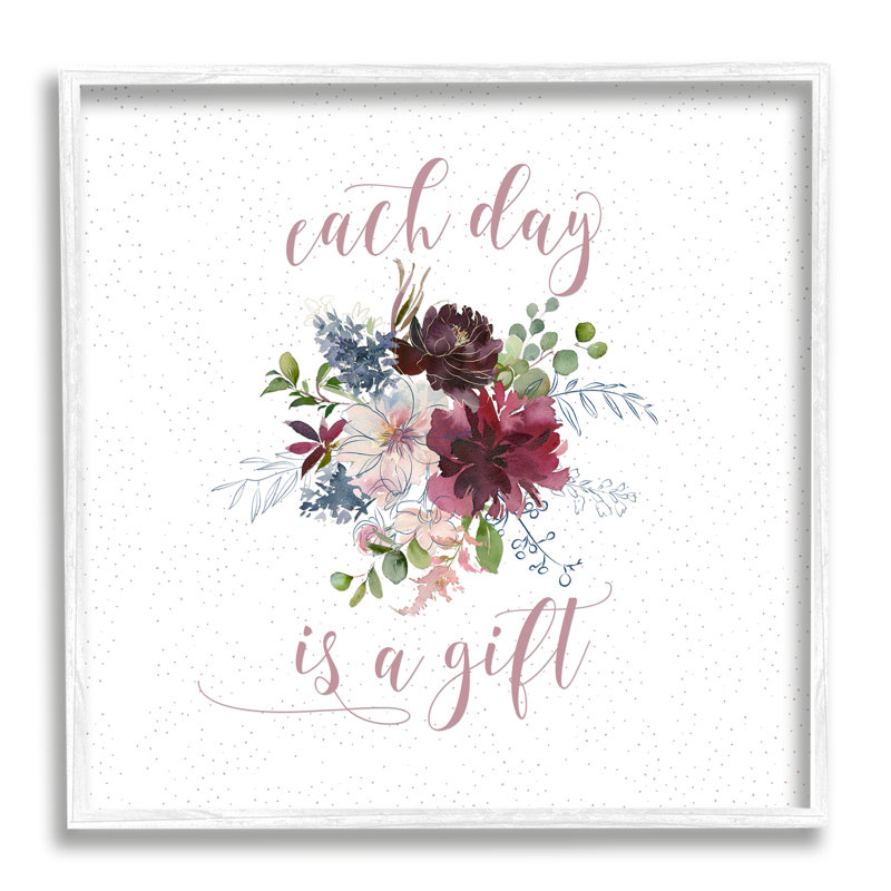 Citation de calligraphie «Every Day», motif floral minimal par Tara Moss - impression, H 24 po x l 24 po x P 1,5 po