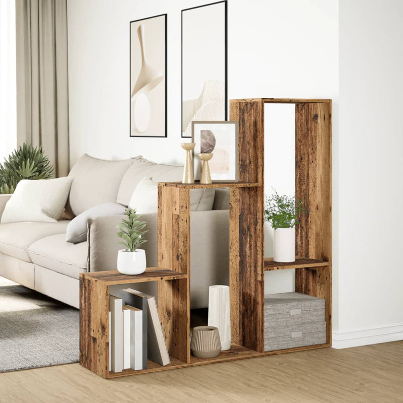 Andreca Bookcase, Old Wood, (3 Shelves) 123cm H x 123cm W x 29cm D