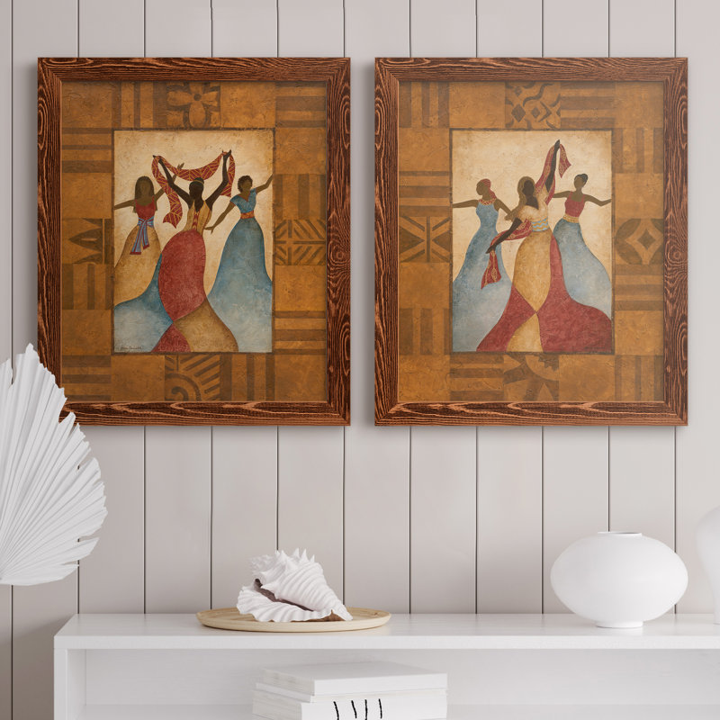 Rythme - ensemble de 2 reproductions d'art sur toile encadrées, H 20 po x l 34 po x P 1,5 po, Cadre en érable