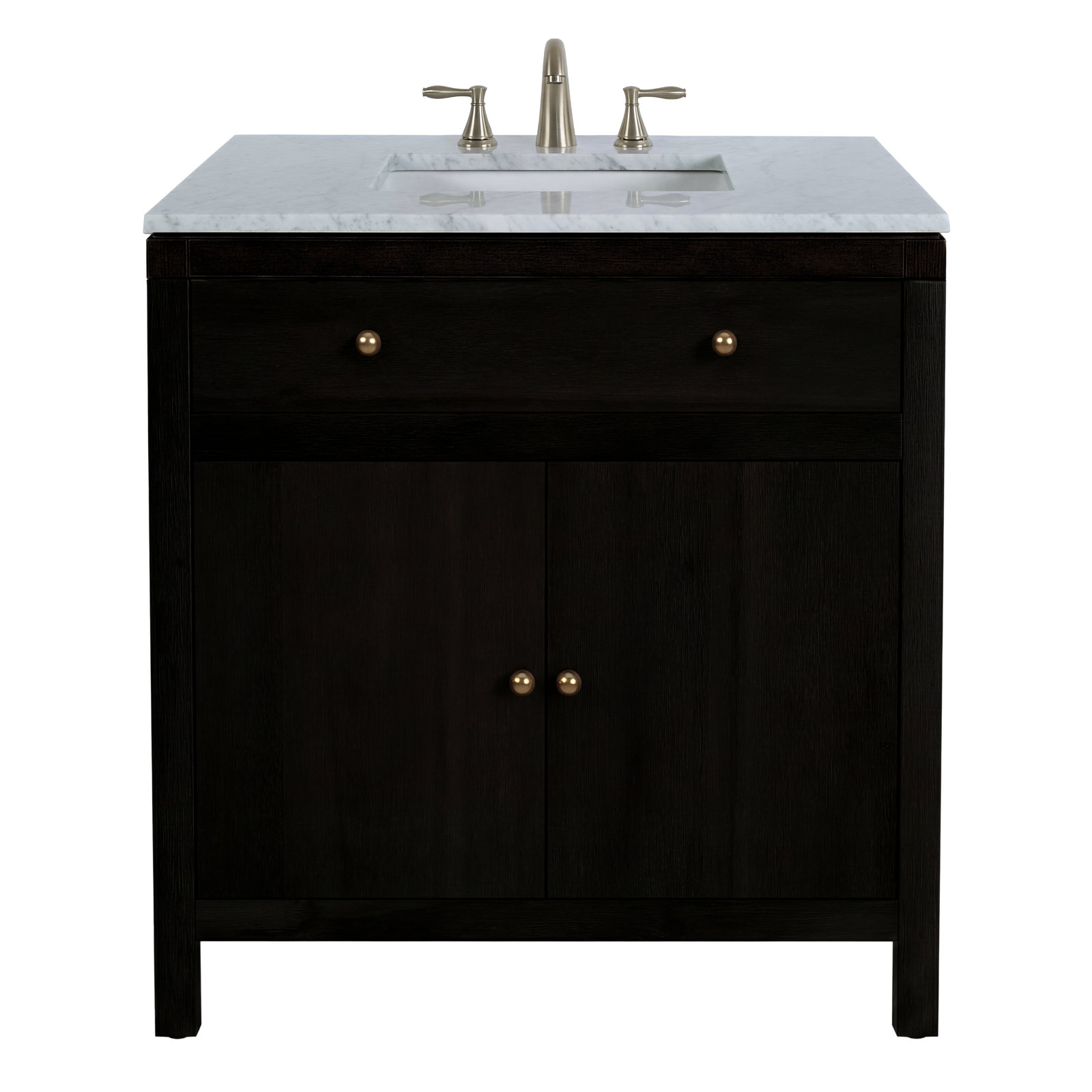Celine 32" Carrara Marble Single Bathroom Vanity, Antique Coffee Brown