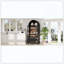 Armoire de cuisine arquée avec 2 grands tiroirs, armoires de cuisine de ferme moderne avec tablettes réglables, porte vitrée, armoire polyvalente pour la cuisine, salle à manger-1724607385