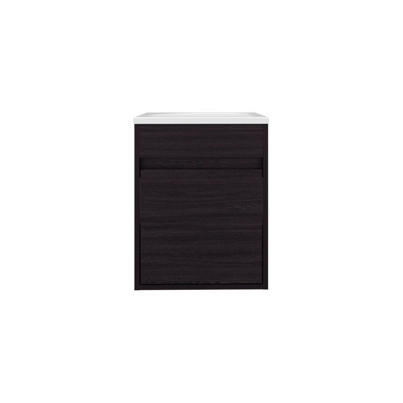 Furman Floating Bathroom Vanity, Compact Wall-Mounted Design With One Door Cabinet, White, Black