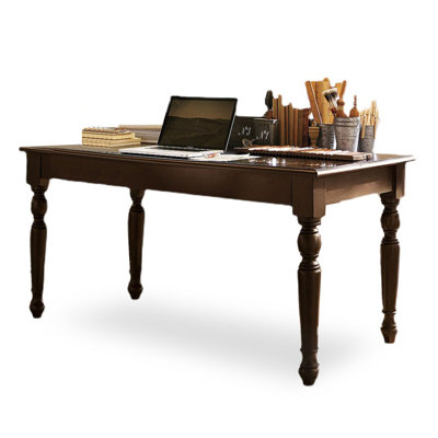 Traditional Wood Writing Desk with Turned Legs