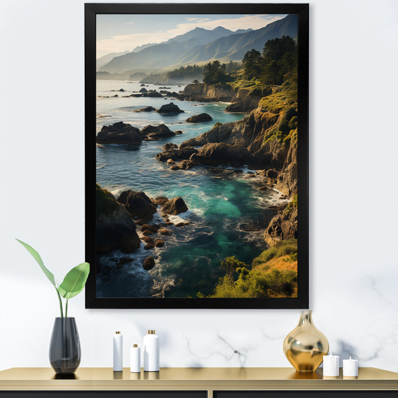 «USA Big Sur California Landscape II», art mural États-Unis, H 40 po x l 30 po x P 1,5 po, Cadre simple noir