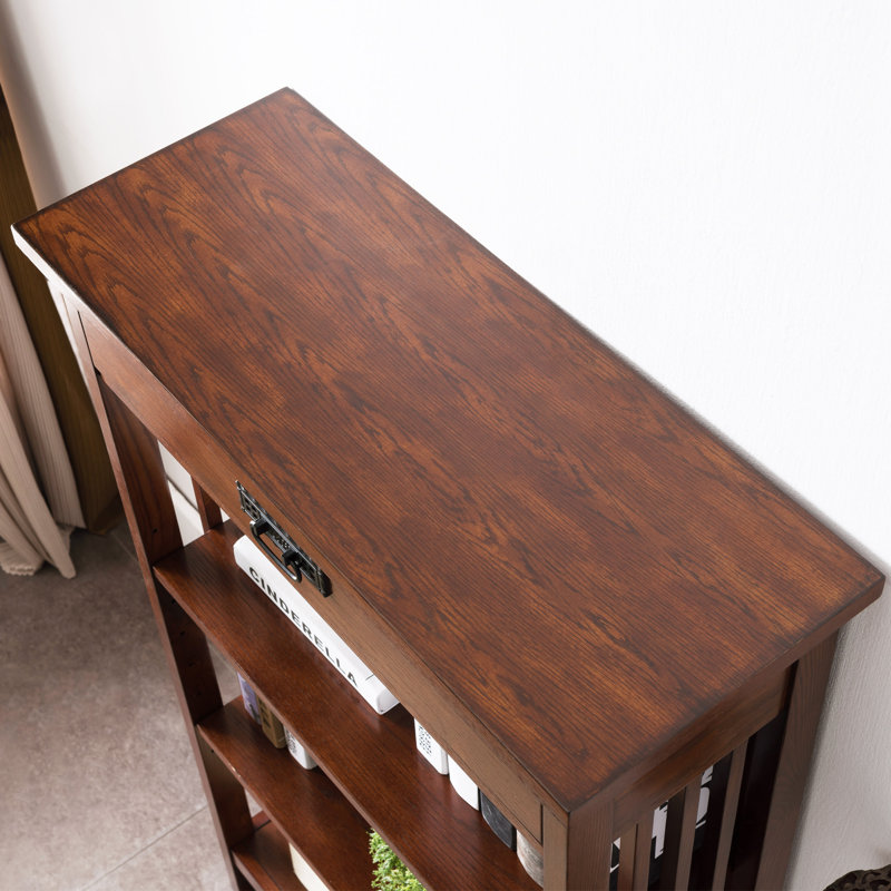 Beachley Solid Wood Slatted Bookcase in Mission Oak
