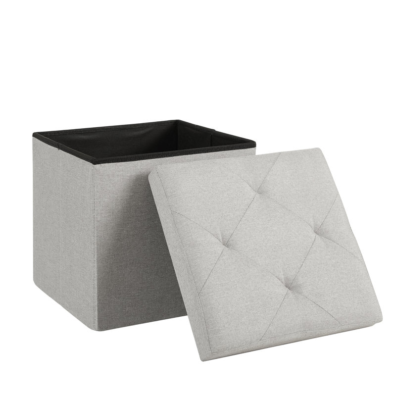 Trautman Upholstered Ottoman, Gray Polyester Blend