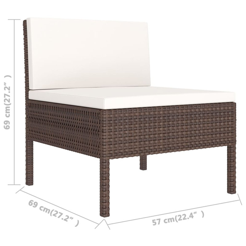 Lawenda Sectional Seating Group with Cushions, White, Brown, 12Pcs: Table, 10 Chairs, Ottoman